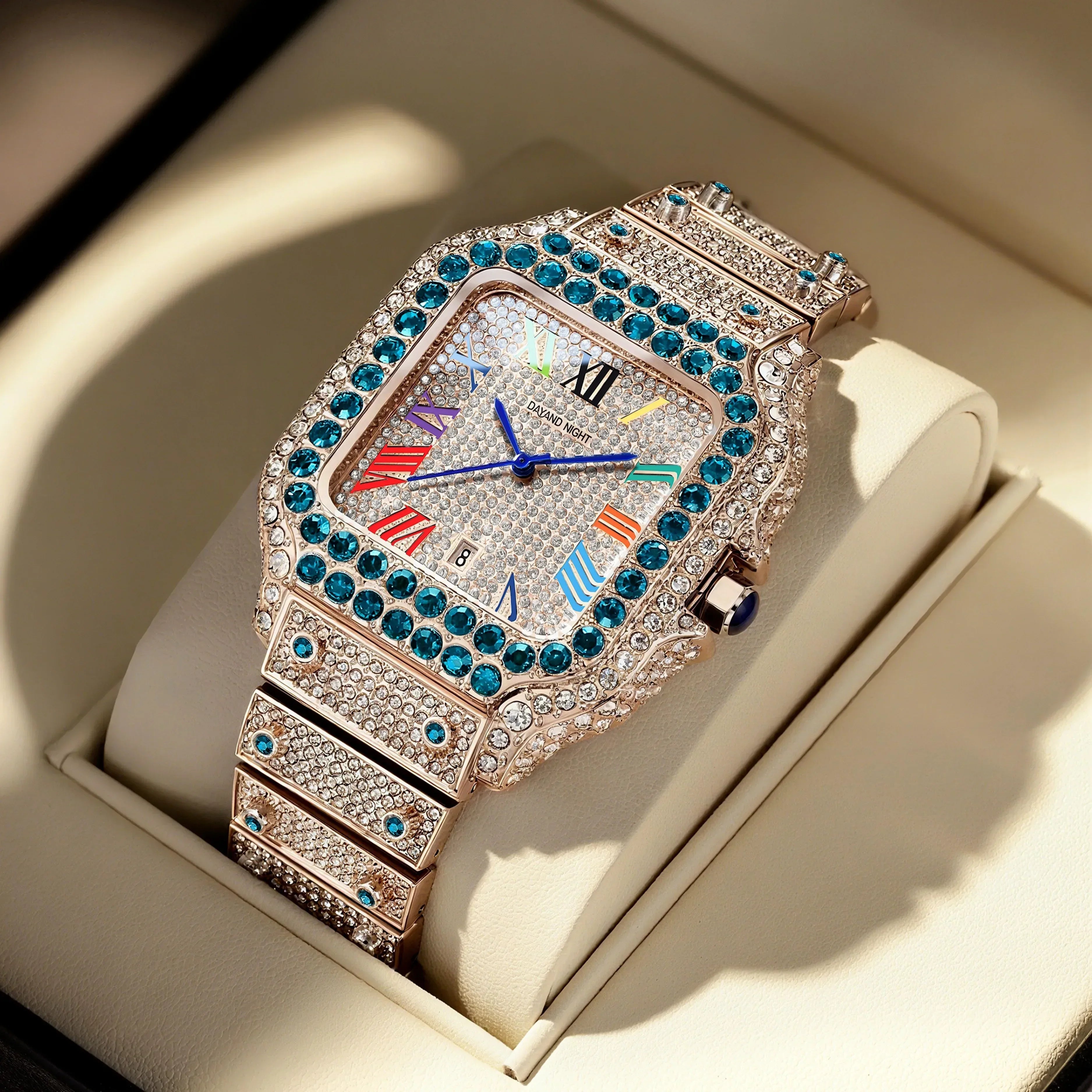 Luxury Full Moissanite Iced Out Watch | Men & Women’s Quartz Watch | Roman Numerals Party Clock | Passes Tester | Caratix - CaratixJewelry